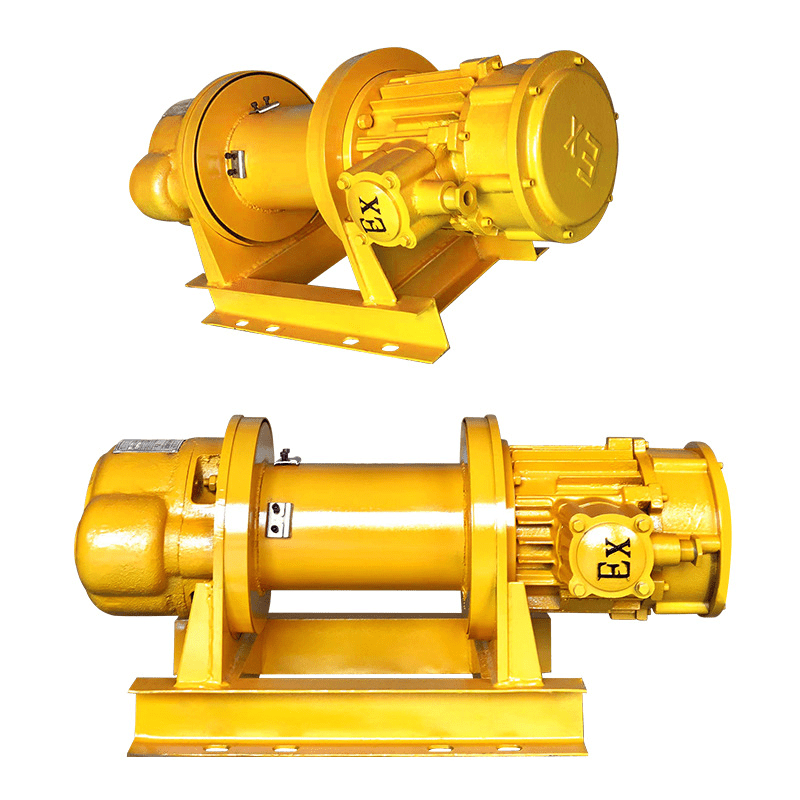 Mining gas dust explosion proof hoist, marine waterproof double drum variable frequency traction winch full view