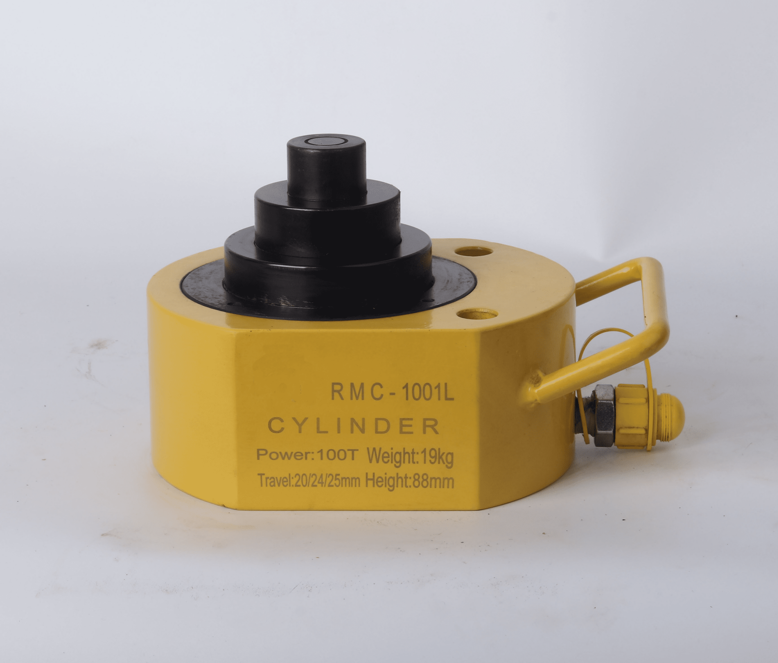 Detail view of hollow plunger through‑hole structure on hollow hydraulic cylinder jack