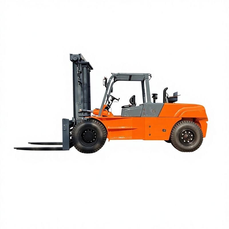 Multifunctional hydraulic diesel forklift working on construction site