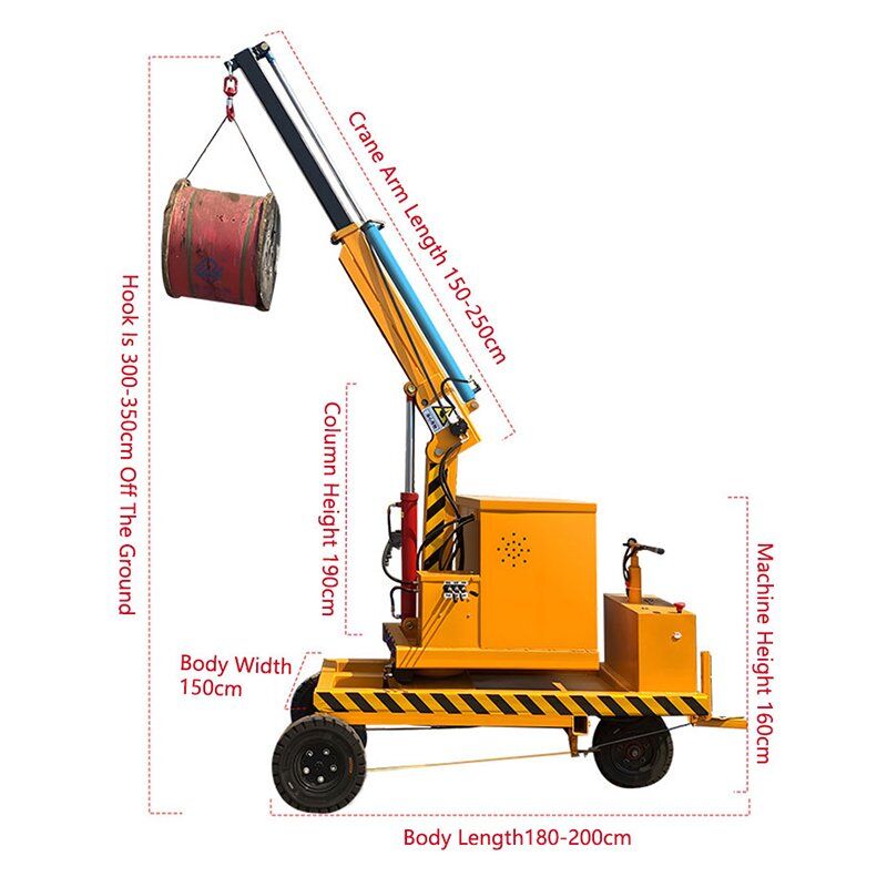 Heavy Duty Battery Powered Floor Crane 1T 2T Workshop Lifting