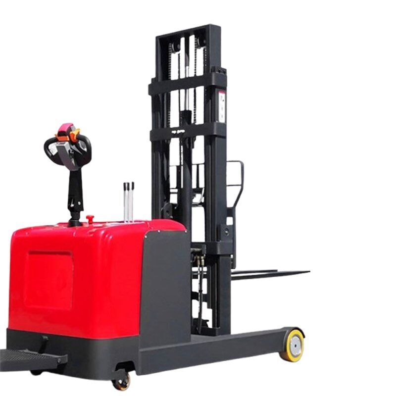 Standing Electric Stacker 1.5T 2T Side View Narrow Aisle Operation